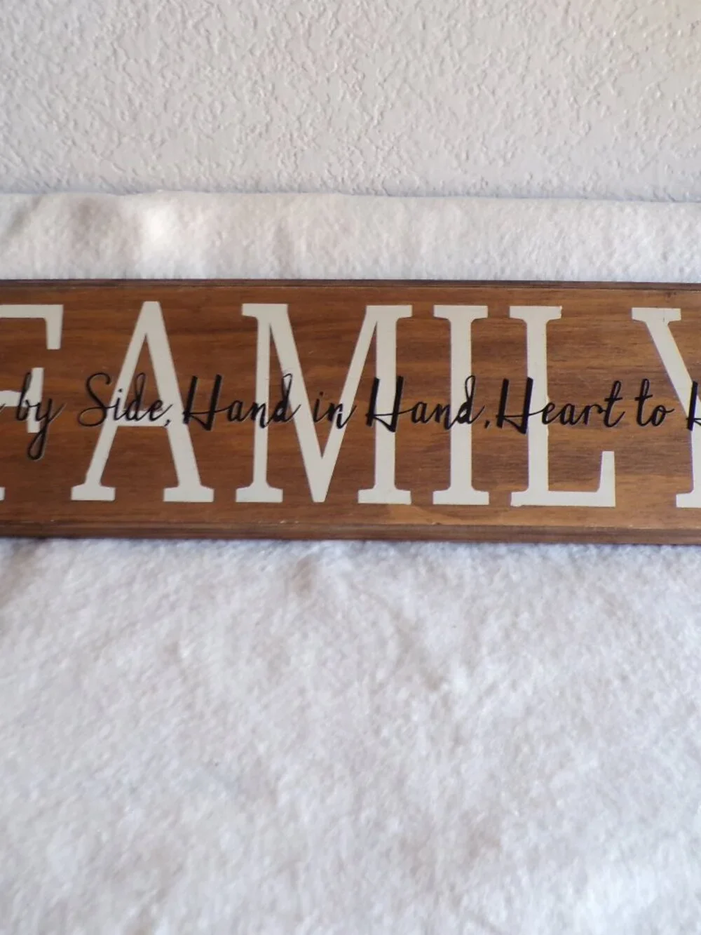 Wooden FAMILY Plaque Side by Side, Hand in Hand, Heart to Heart